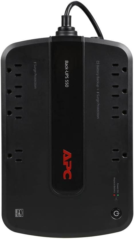 APC 600VA/330W UPS Battery Backup with Surge Protection, 7 Outlets and USB Charging