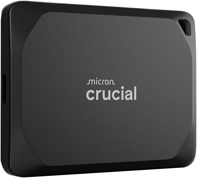 Crucial X10 Pro 4TB Portable External SSD, USB-C, Up to 2100MB/s Read and 2000MB/s Write, Durable Storage for PC, Mac, and Creators, Black