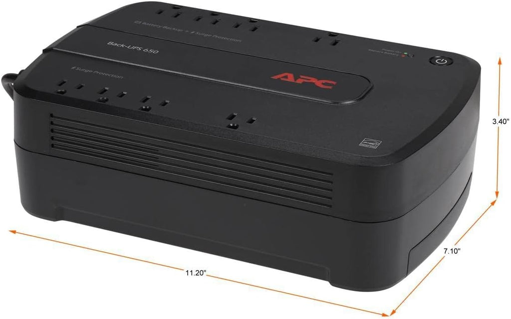 APC 600VA/330W UPS Battery Backup with Surge Protection, 7 Outlets and USB Charging