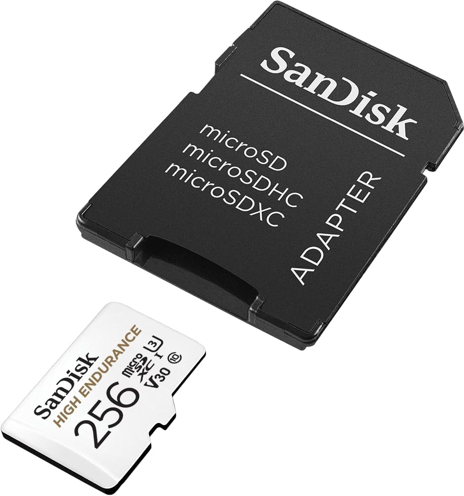 SanDisk 256GB High Endurance microSDXC Card with Adapter for Dash Cams and Home Monitoring