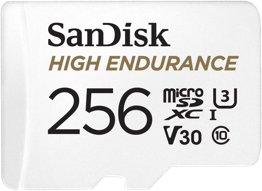 SanDisk 256GB High Endurance microSDXC Card with Adapter for Dash Cams and Home Monitoring