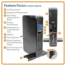 Tripp Lite SMART1500LCD 1500VA 900W Rack-Mount UPS Battery Backup, 8 Outlets, LCD, AVR, 2U Short-Depth