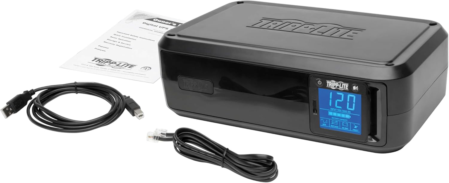 Tripp Lite SMART1500LCD 1500VA 900W Rack-Mount UPS Battery Backup, 8 Outlets, LCD, AVR, 2U Short-Depth