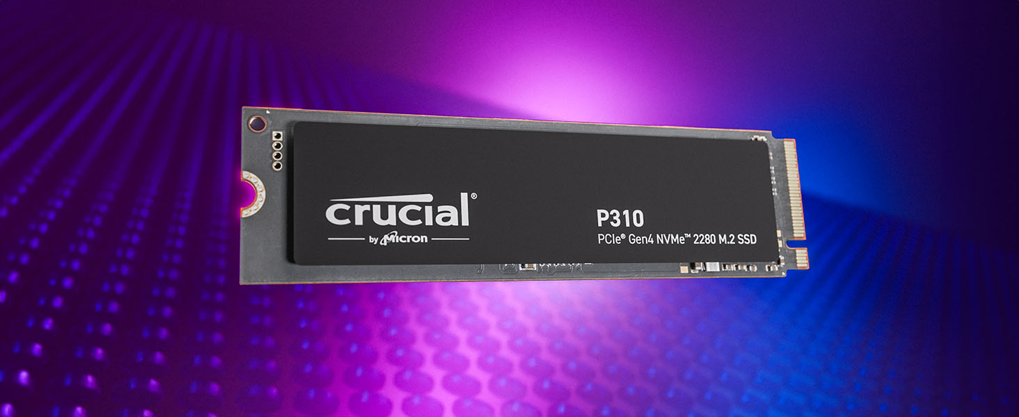Crucial P310 1TB PCIe Gen4 NVMe M.2 2280 Internal SSD, Up to 7,100MB/s, for Laptop, Desktop PC, and Handheld Gaming Consoles, Includes Acronis Data Recovery Software, CT1000P310SSD801
