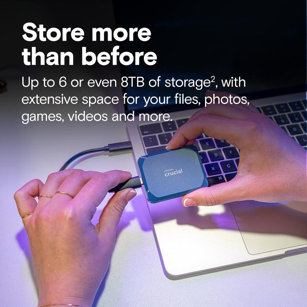 Crucial X10 2TB Portable SSD, USB-C External Solid State Drive, Up to 2,100MB/s, Blue
