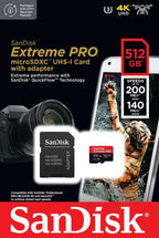 SanDisk Extreme PRO 512GB microSDXC Memory Card with Adapter and RescuePRO Deluxe