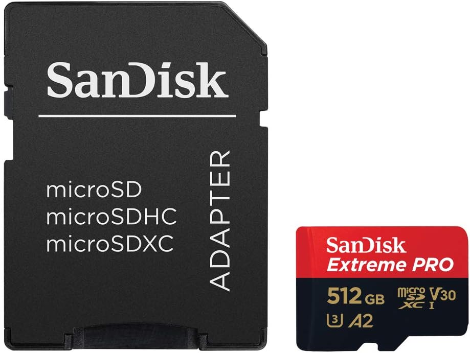 SanDisk Extreme PRO 512GB microSDXC Memory Card with Adapter and RescuePRO Deluxe
