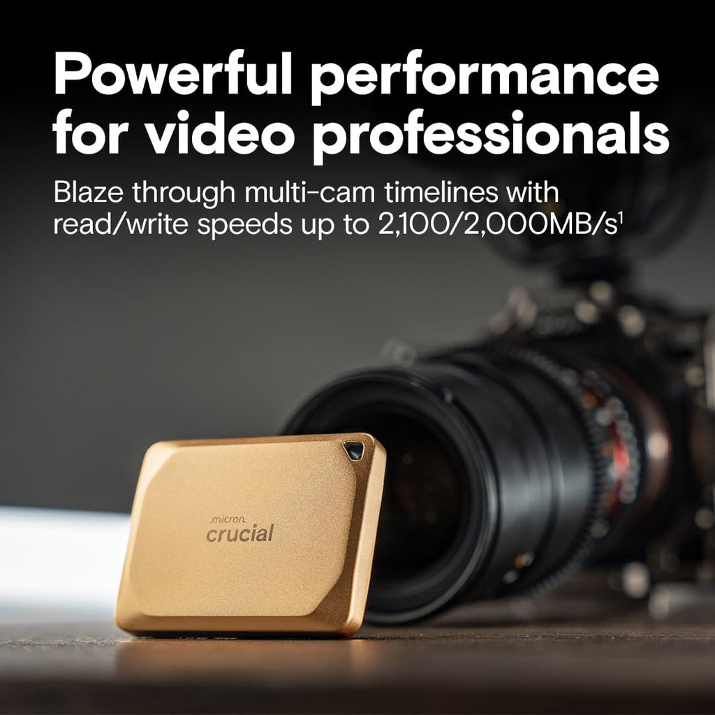 Crucial X10 Pro 4TB Portable External SSD, USB-C, Up to 2100MB/s Read and 2000MB/s Write, Durable Storage for PC, Mac, and Creators, Black