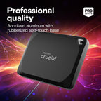 Crucial X10 Pro 4TB Portable External SSD, USB-C, Up to 2100MB/s Read and 2000MB/s Write, Durable Storage for PC, Mac, and Creators, Black