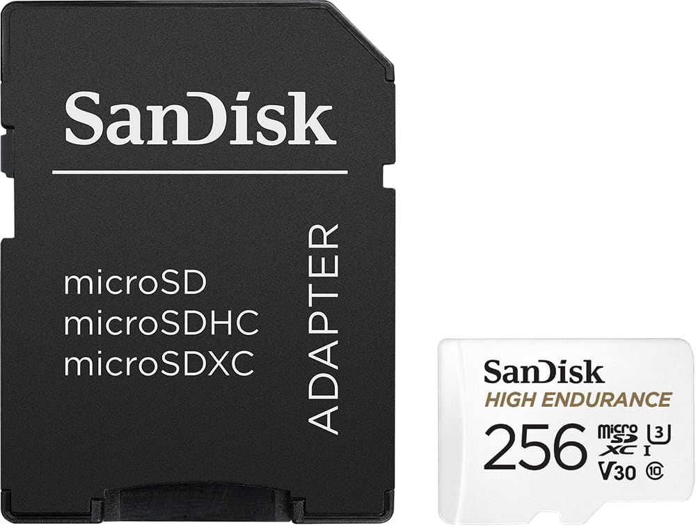 SanDisk 256GB High Endurance microSDXC Card with Adapter for Dash Cams and Home Monitoring