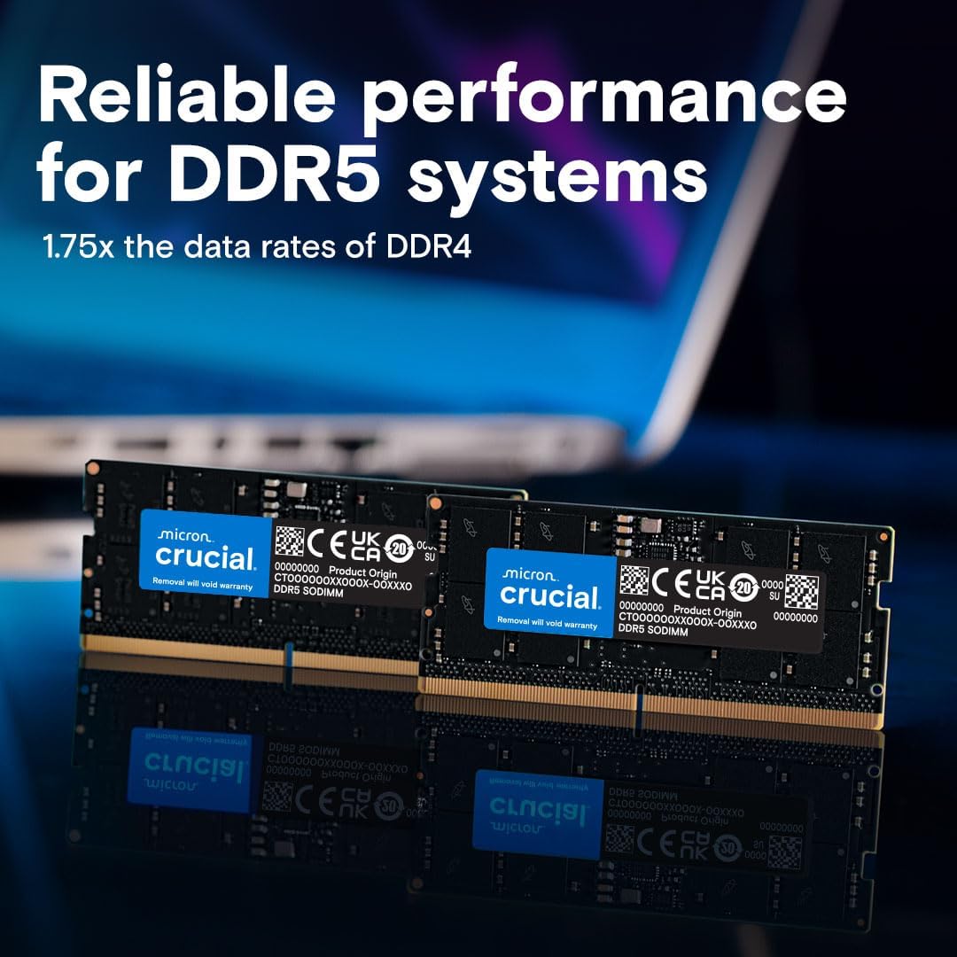 Crucial 32GB DDR5 Laptop Memory Kit (2x16GB) 5600MHz 262-Pin SODIMM