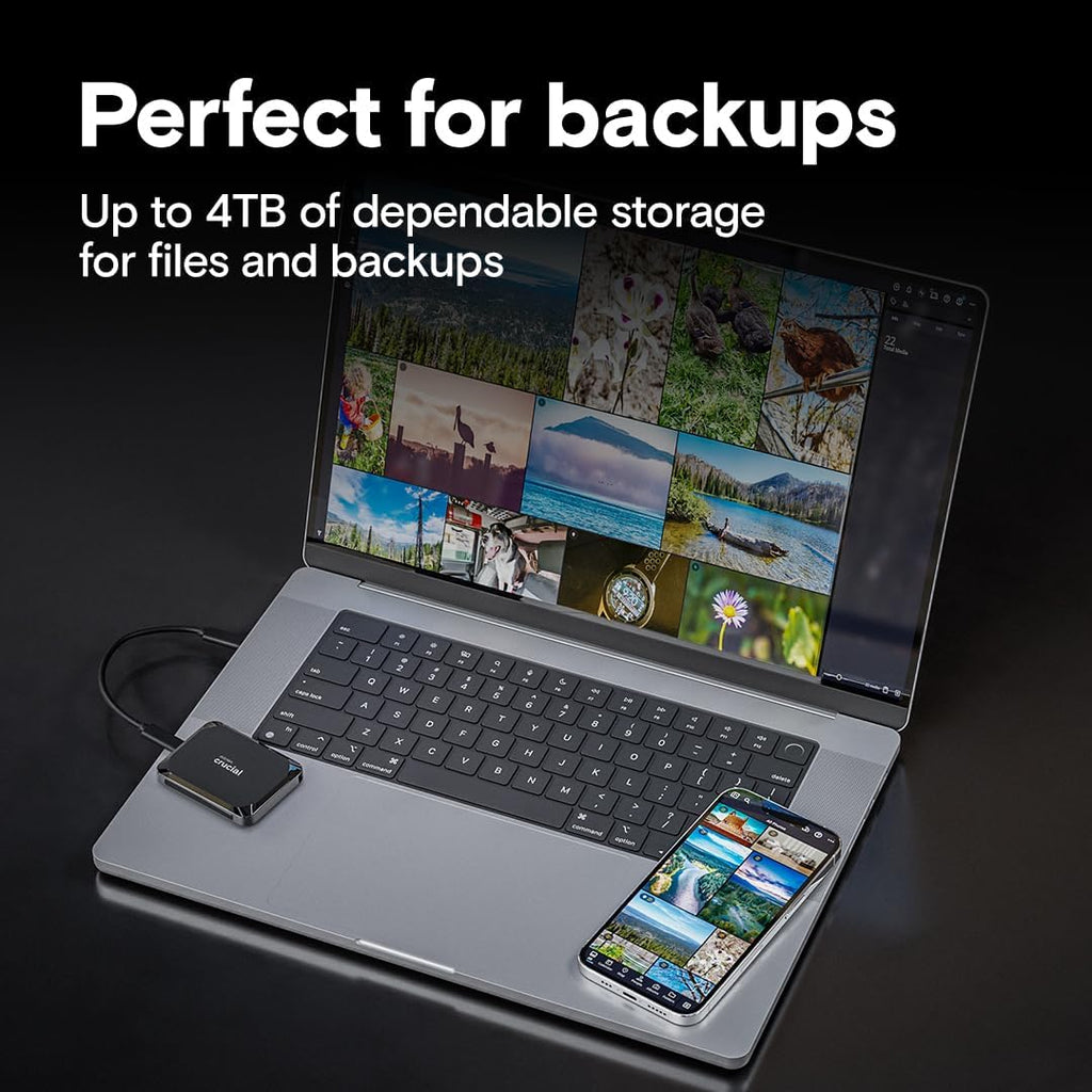 Crucial X9 2TB Portable SSD, USB 3.2 USB-C External Solid State Drive, Up to 1050MB/s, Black