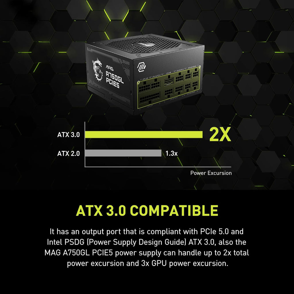 MSI MAG A750GL PCIe 5 750W Fully Modular 80+ Gold ATX Power Supply