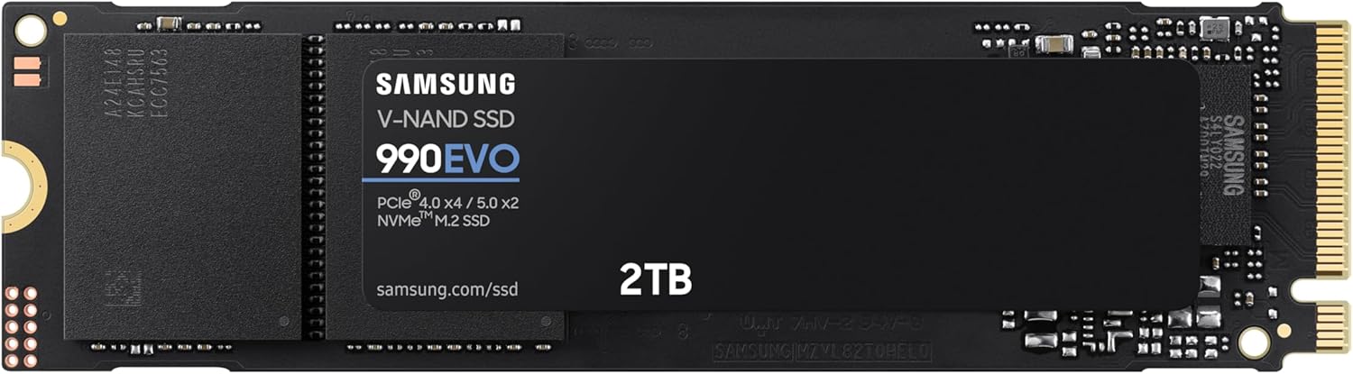 Samsung 990 EVO 2TB NVMe Internal SSD, PCIe Gen 4x4/5x2, M.2 2280, Up to 5,000MB/s, Black