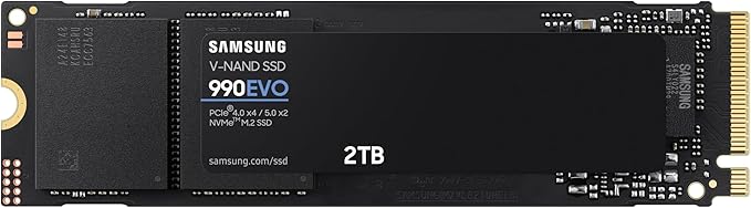 Samsung 990 EVO 2TB NVMe Internal SSD, PCIe Gen 4x4/5x2, M.2 2280, Up to 5,000MB/s, Black