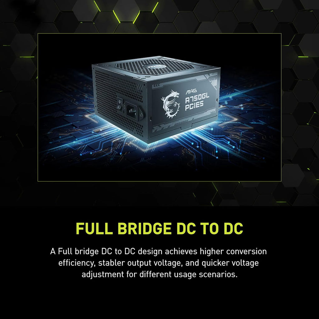 MSI MAG A750GL PCIe 5 750W Fully Modular 80+ Gold ATX Power Supply