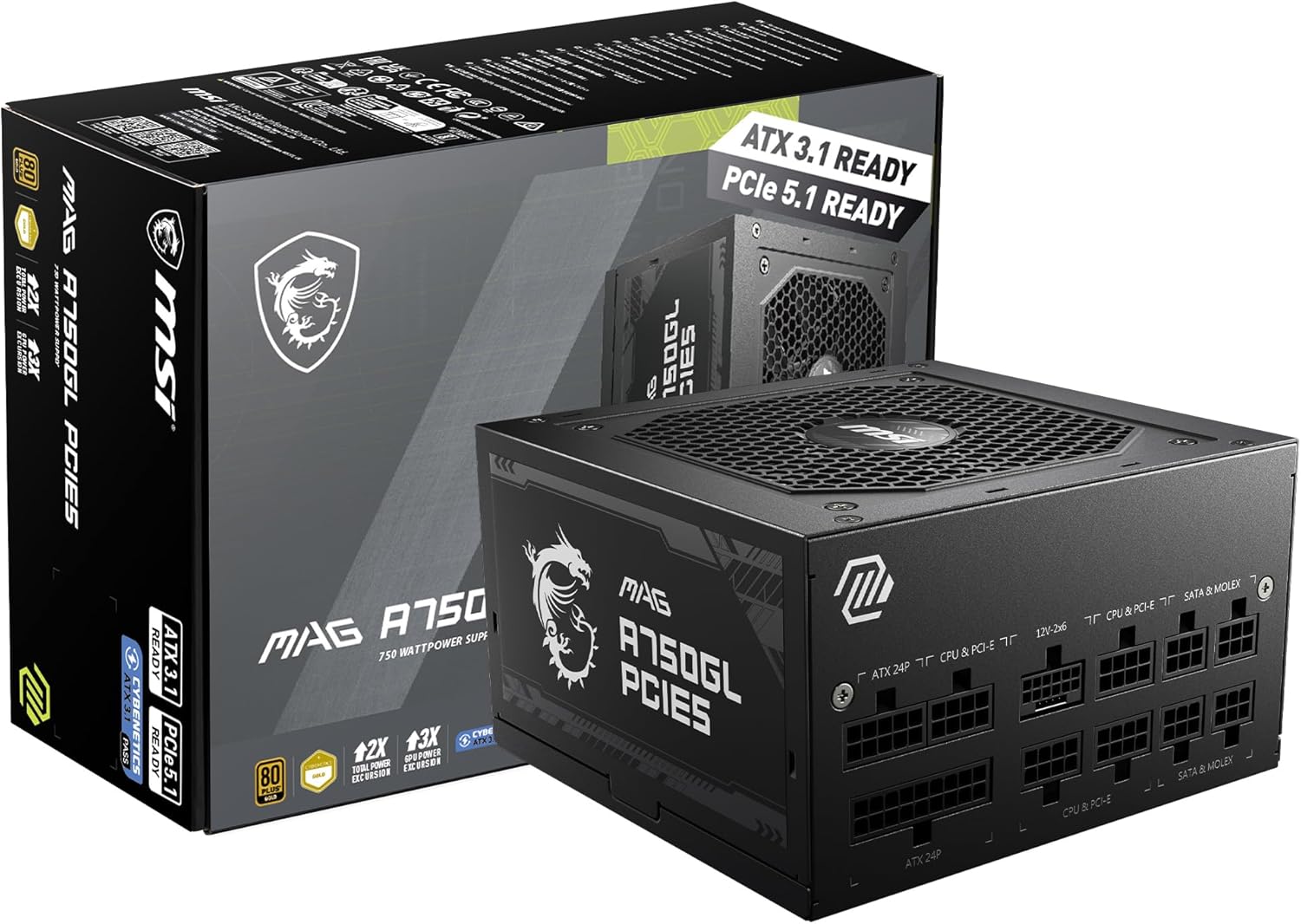 MSI MAG A750GL PCIe 5 750W Fully Modular 80+ Gold ATX Power Supply
