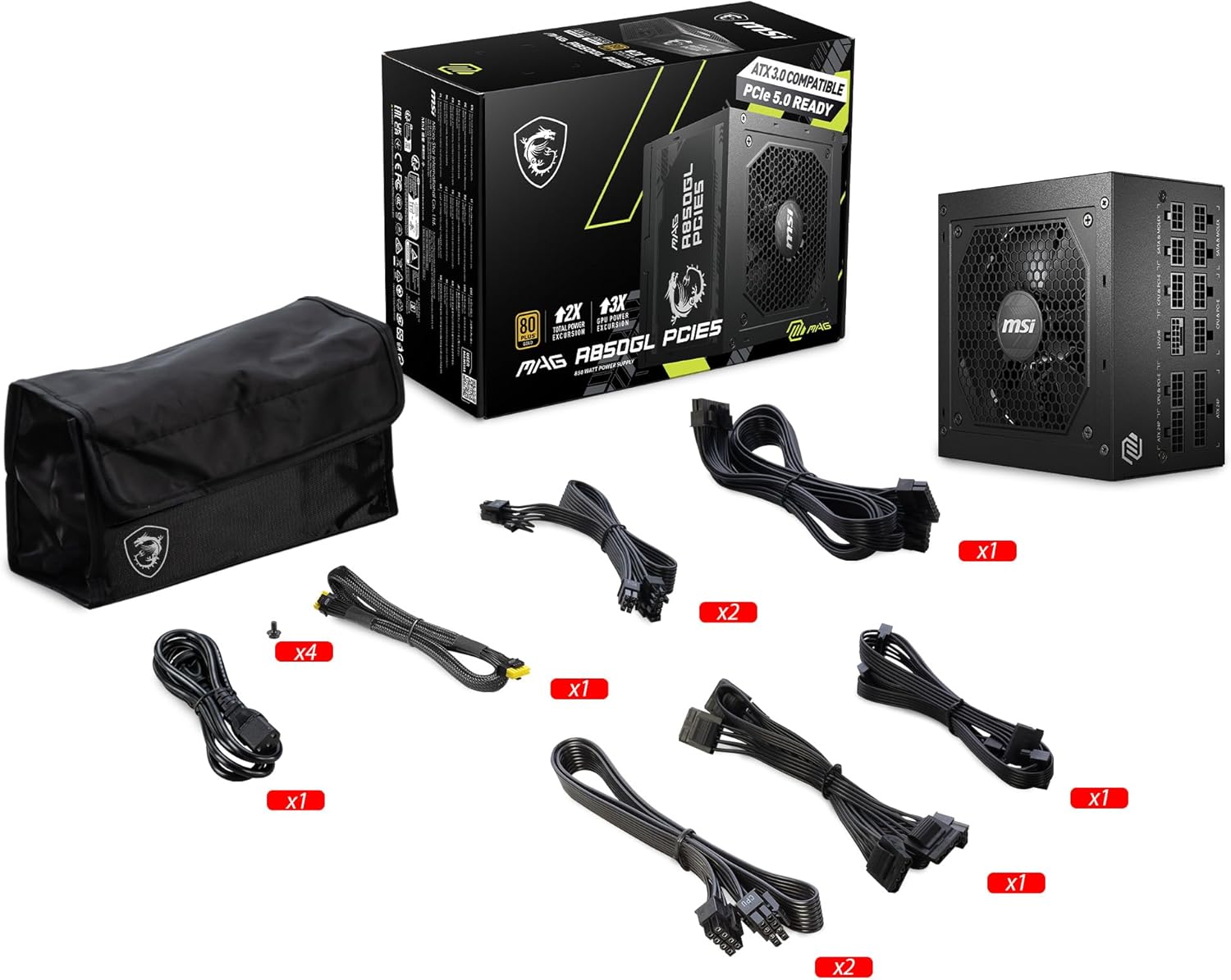 MSI MAG A750GL PCIe 5 750W Fully Modular 80+ Gold ATX Power Supply