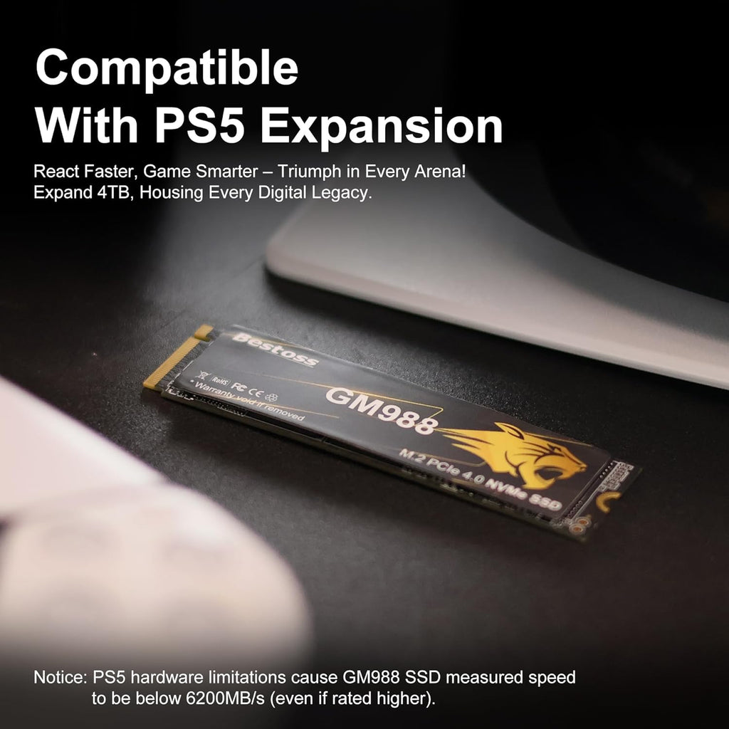 M.2 2280 NVMe PCIe Gen 4 Internal SSD, Up to 7350MB/s, SLC Cache & HMB, Compatible with PS5, PC, and Laptops