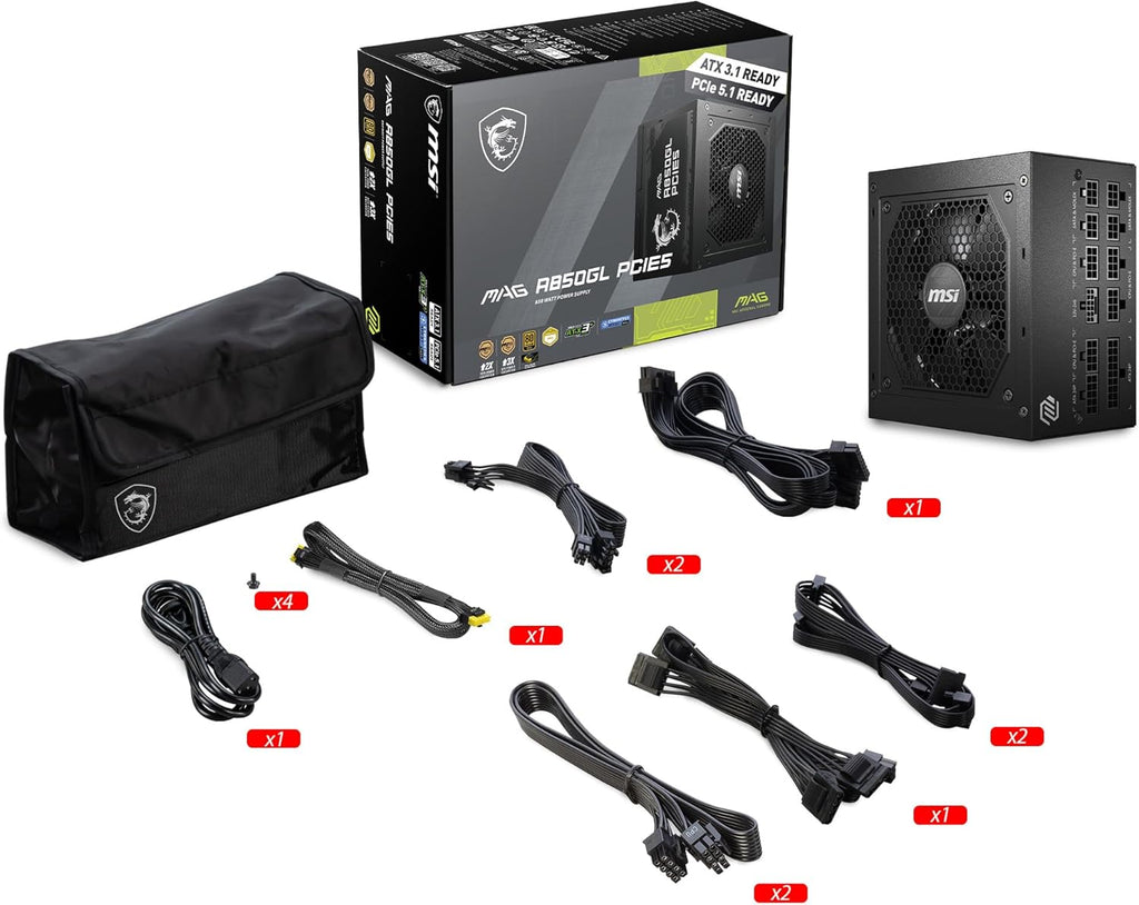 MSI MAG A750GL PCIe 5 750W Fully Modular 80+ Gold ATX Power Supply