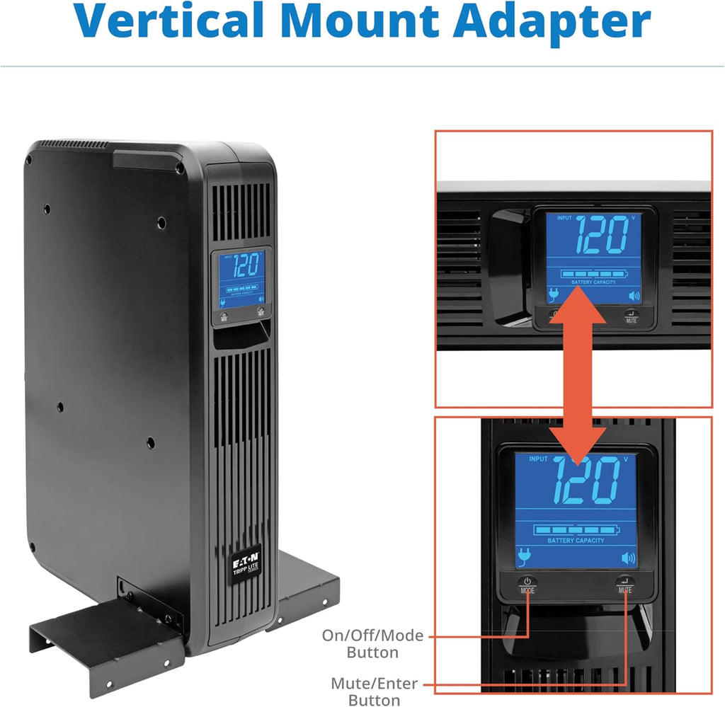 Tripp Lite SMART1500LCD 1500VA 900W Rack-Mount UPS Battery Backup, 8 Outlets, LCD, AVR, 2U Short-Depth