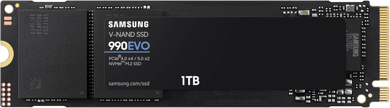 Samsung 990 EVO 2TB NVMe Internal SSD, PCIe Gen 4x4/5x2, M.2 2280, Up to 5,000MB/s, Black