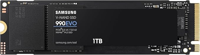 Samsung 990 EVO 2TB NVMe Internal SSD, PCIe Gen 4x4/5x2, M.2 2280, Up to 5,000MB/s, Black