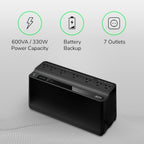 APC 600VA/330W UPS Battery Backup with Surge Protection, 7 Outlets and USB Charging