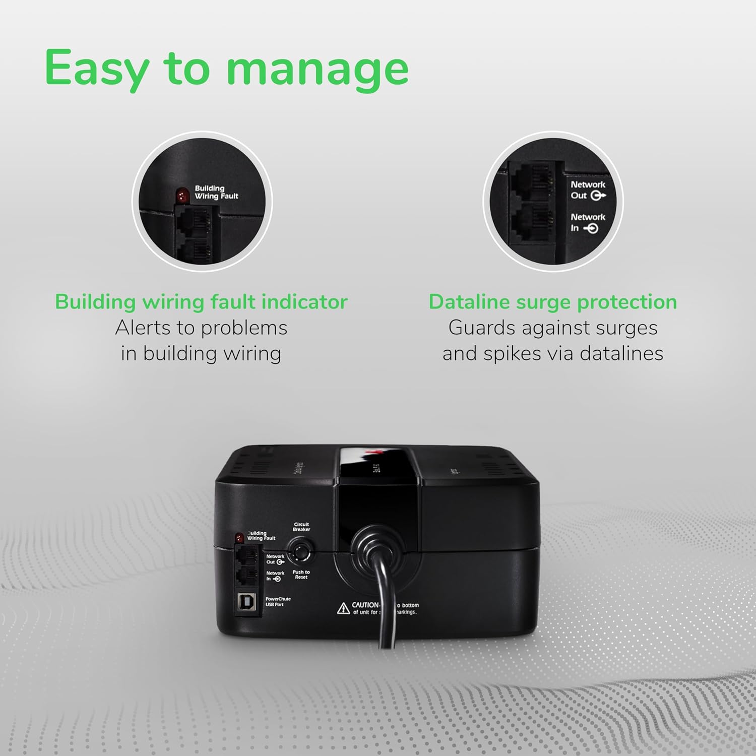 APC 600VA/330W UPS Battery Backup with Surge Protection, 7 Outlets and USB Charging