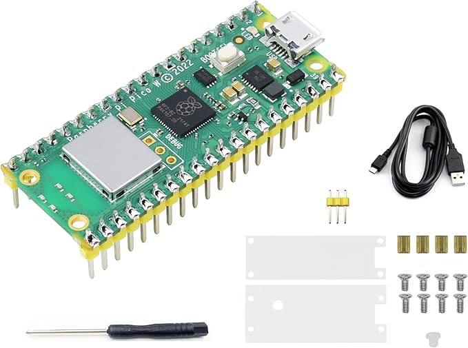 Raspberry Pi Pico W Pre-Soldered Header Kit with Case and USB Cable