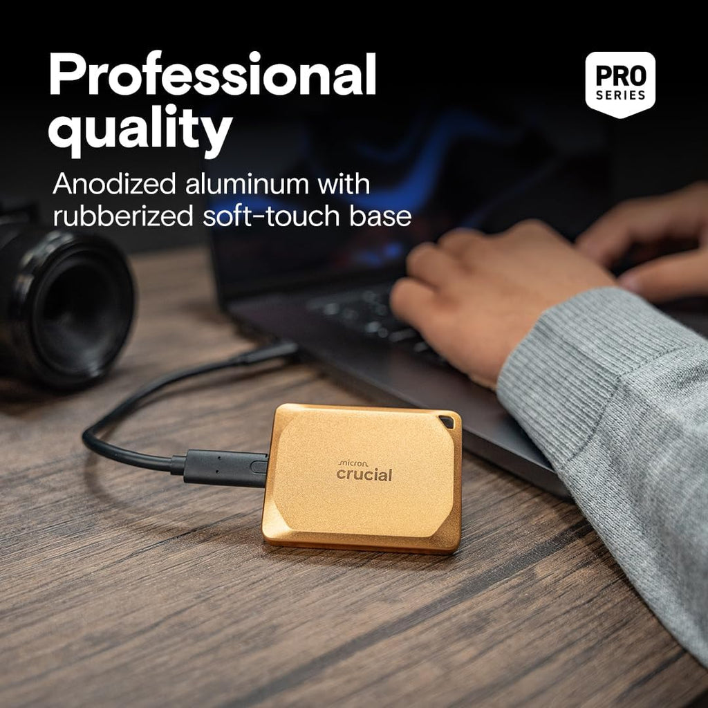 Crucial X10 Pro 4TB Portable External SSD, USB-C, Up to 2100MB/s Read and 2000MB/s Write, Durable Storage for PC, Mac, and Creators, Black