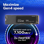 Crucial P310 1TB PCIe Gen4 NVMe M.2 2280 Internal SSD, Up to 7,100MB/s, for Laptop, Desktop PC, and Handheld Gaming Consoles, Includes Acronis Data Recovery Software, CT1000P310SSD801