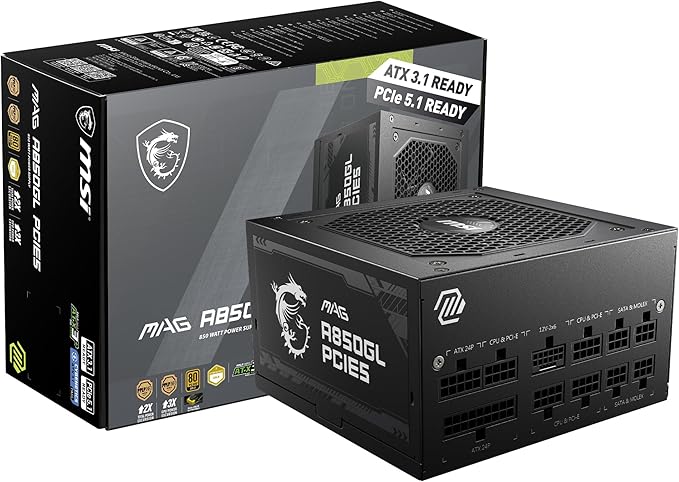 MSI MAG A750GL PCIe 5 750W Fully Modular 80+ Gold ATX Power Supply