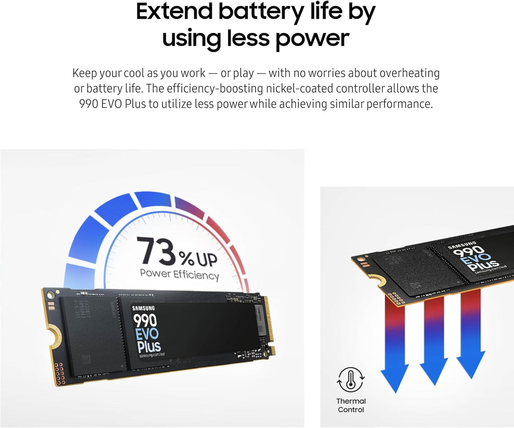 Samsung 990 EVO 2TB NVMe Internal SSD, PCIe Gen 4x4/5x2, M.2 2280, Up to 5,000MB/s, Black