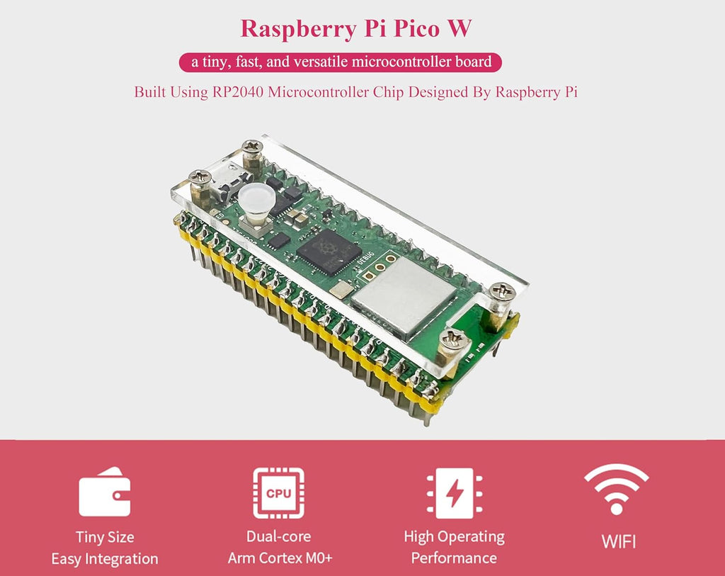 Raspberry Pi Pico W Pre-Soldered Header Kit with Case and USB Cable