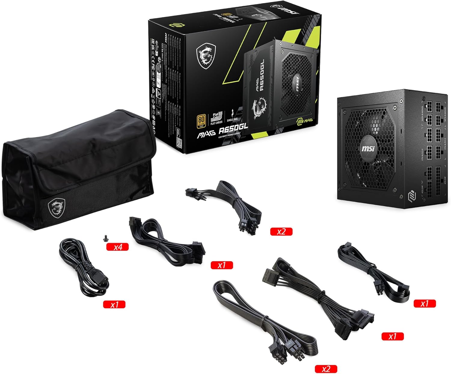 MSI MAG A750GL PCIe 5 750W Fully Modular 80+ Gold ATX Power Supply