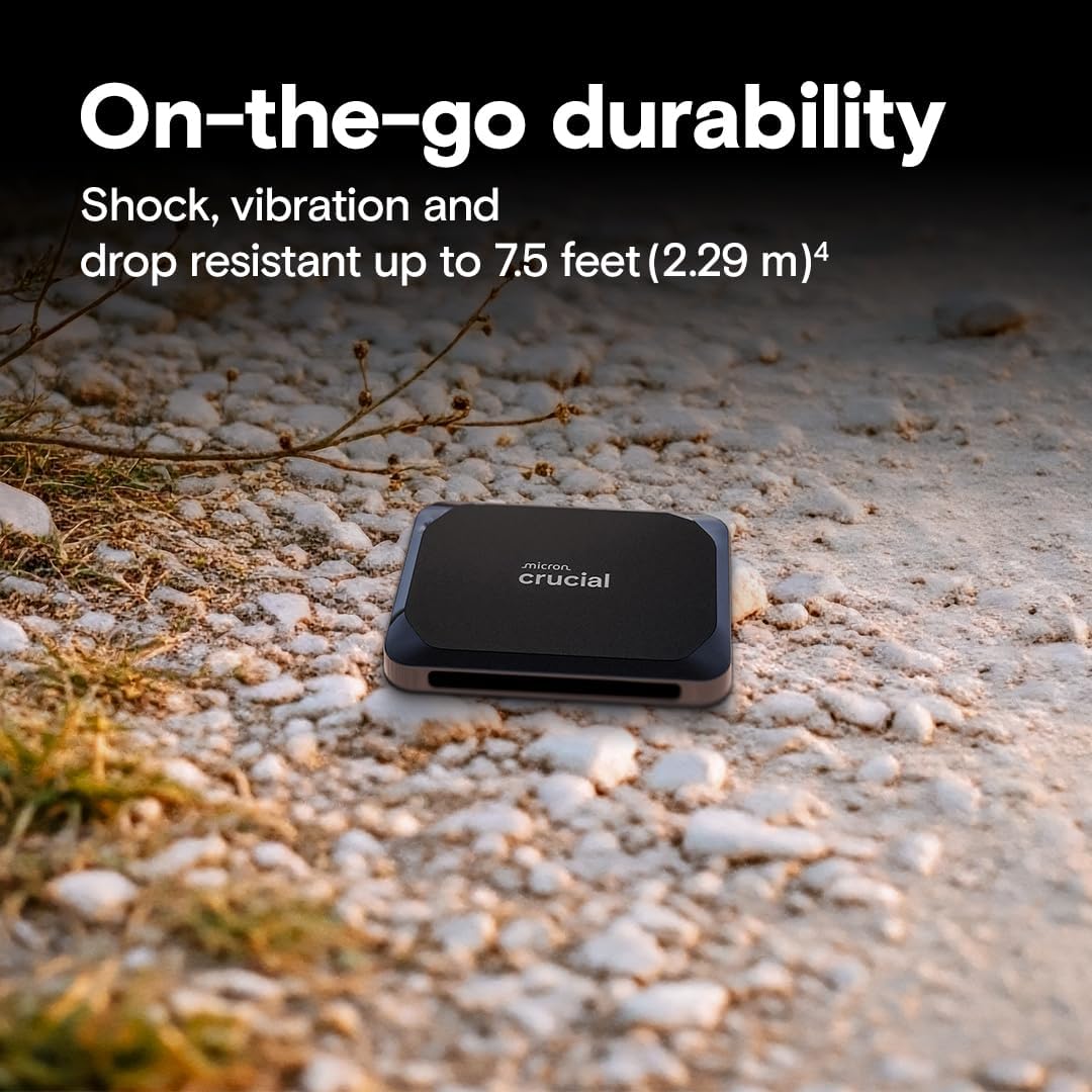 Crucial X9 2TB Portable SSD, USB 3.2 USB-C External Solid State Drive, Up to 1050MB/s, Black