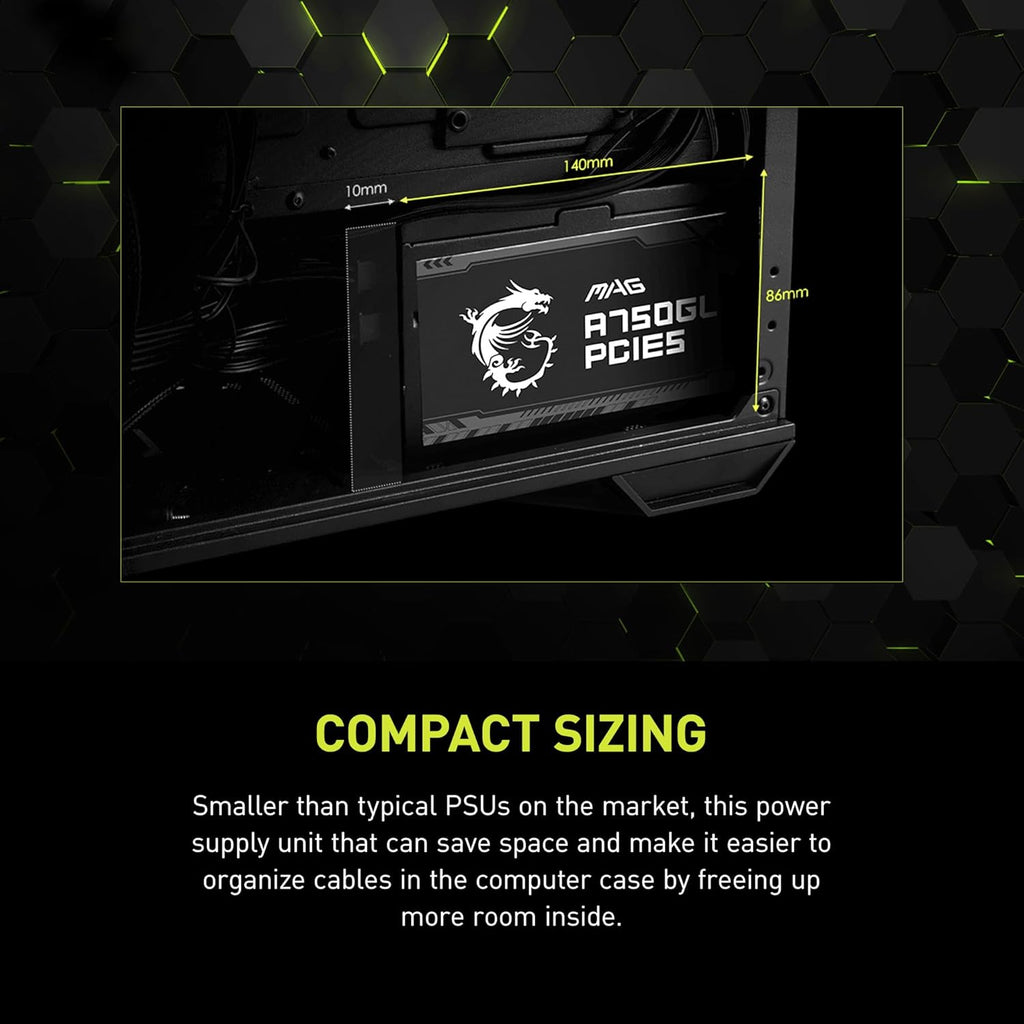 MSI MAG A750GL PCIe 5 750W Fully Modular 80+ Gold ATX Power Supply