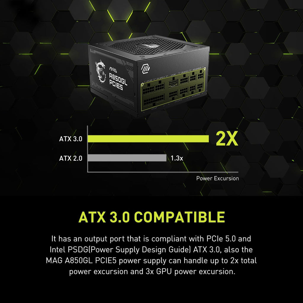 MSI MAG A750GL PCIe 5 750W Fully Modular 80+ Gold ATX Power Supply
