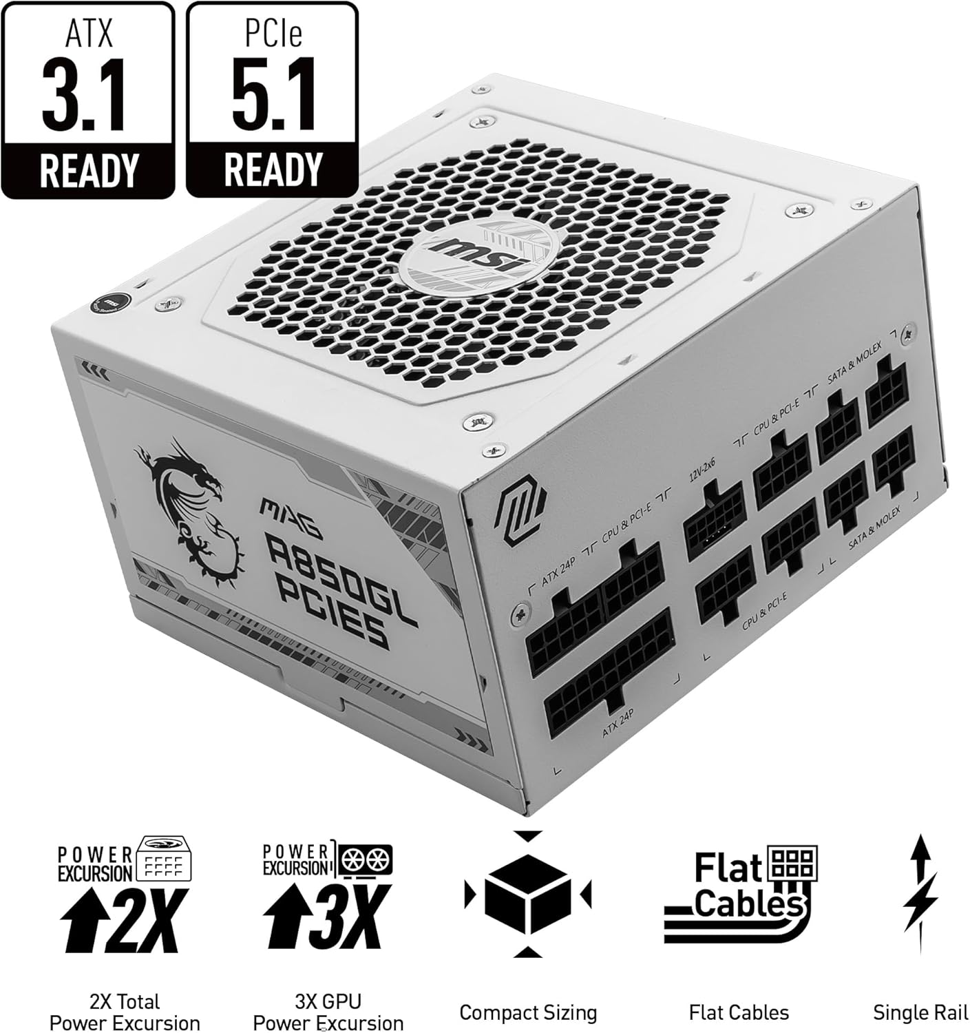 MSI MAG A750GL PCIe 5 750W Fully Modular 80+ Gold ATX Power Supply