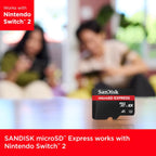 SanDisk 512GB microSD Express Card for Nintendo Switch 2, Up to 880MB/s Read, 650MB/s Write, U3, C10