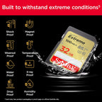 SanDisk Extreme 64GB SDXC UHS-I Memory Card, C10 U3 V30, 4K UHD
