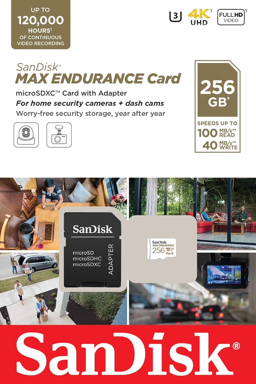 SanDisk 32GB MAX Endurance microSDHC Card with Adapter for Security Cameras and Dash Cams