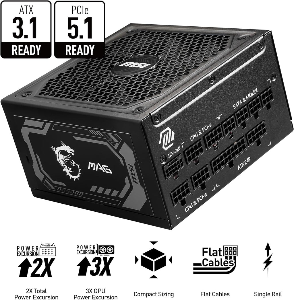 MSI MAG A750GL PCIe 5 750W Fully Modular 80+ Gold ATX Power Supply