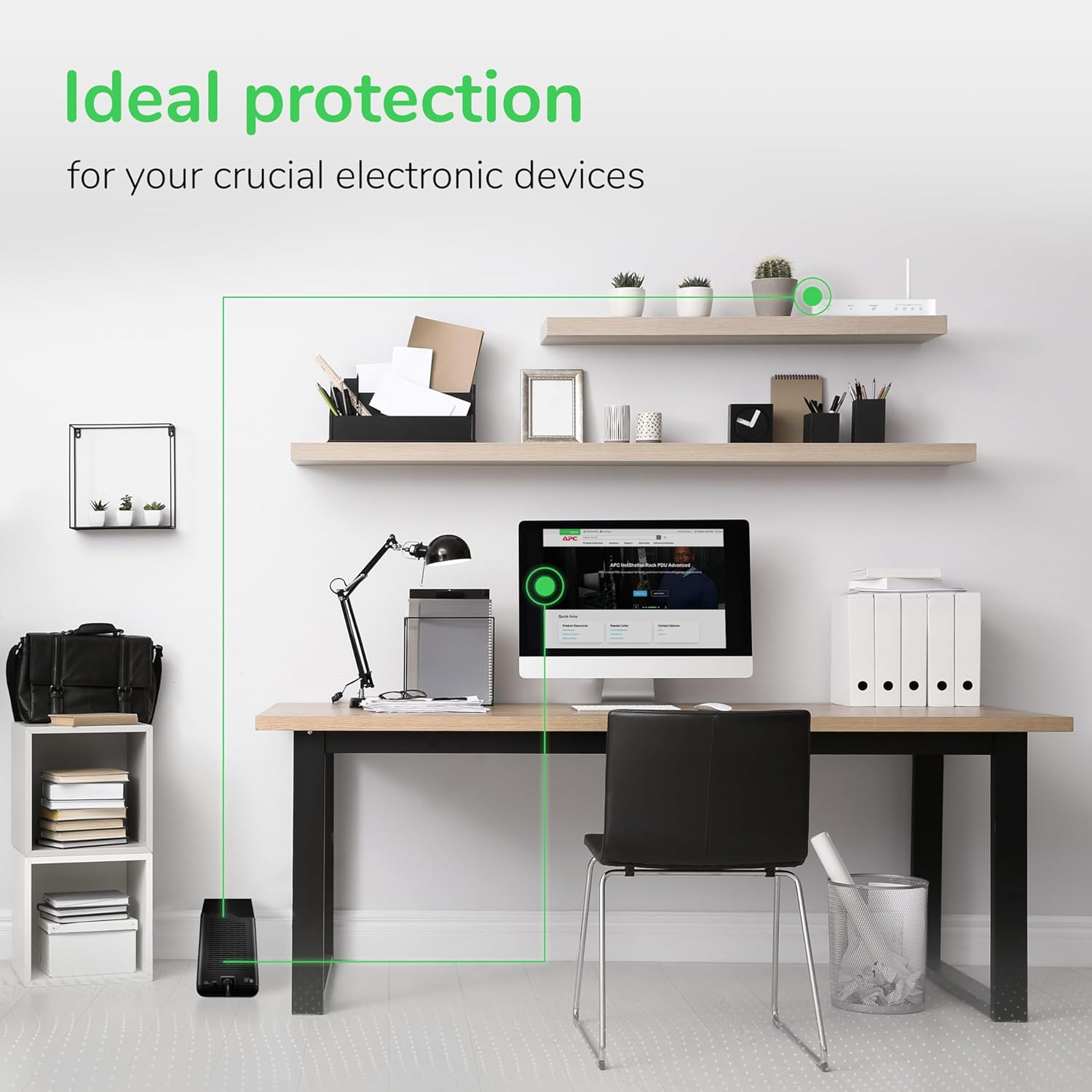 APC 600VA/330W UPS Battery Backup with Surge Protection, 7 Outlets and USB Charging