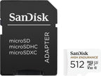 SanDisk 256GB High Endurance microSDXC Card with Adapter for Dash Cams and Home Monitoring