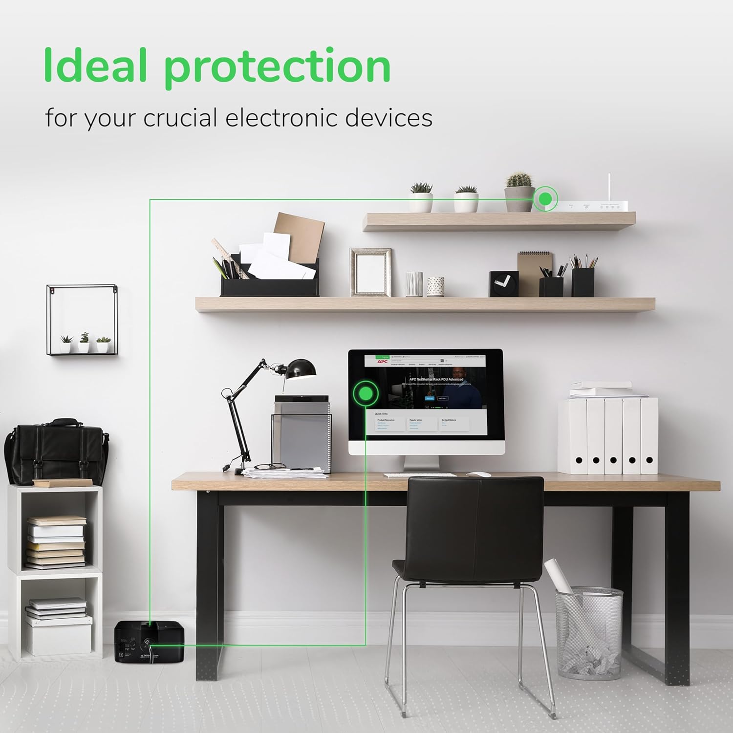 APC 600VA/330W UPS Battery Backup with Surge Protection, 7 Outlets and USB Charging