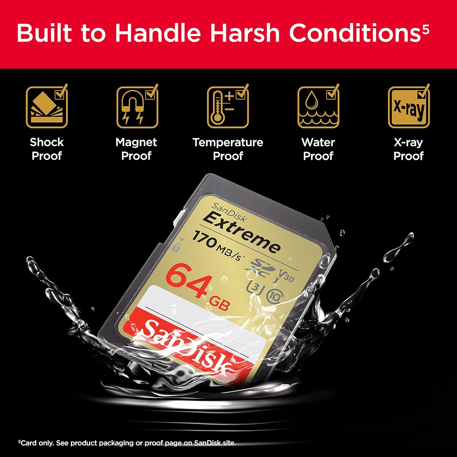 SanDisk Extreme 64GB SDXC UHS-I Memory Card, C10 U3 V30, 4K UHD