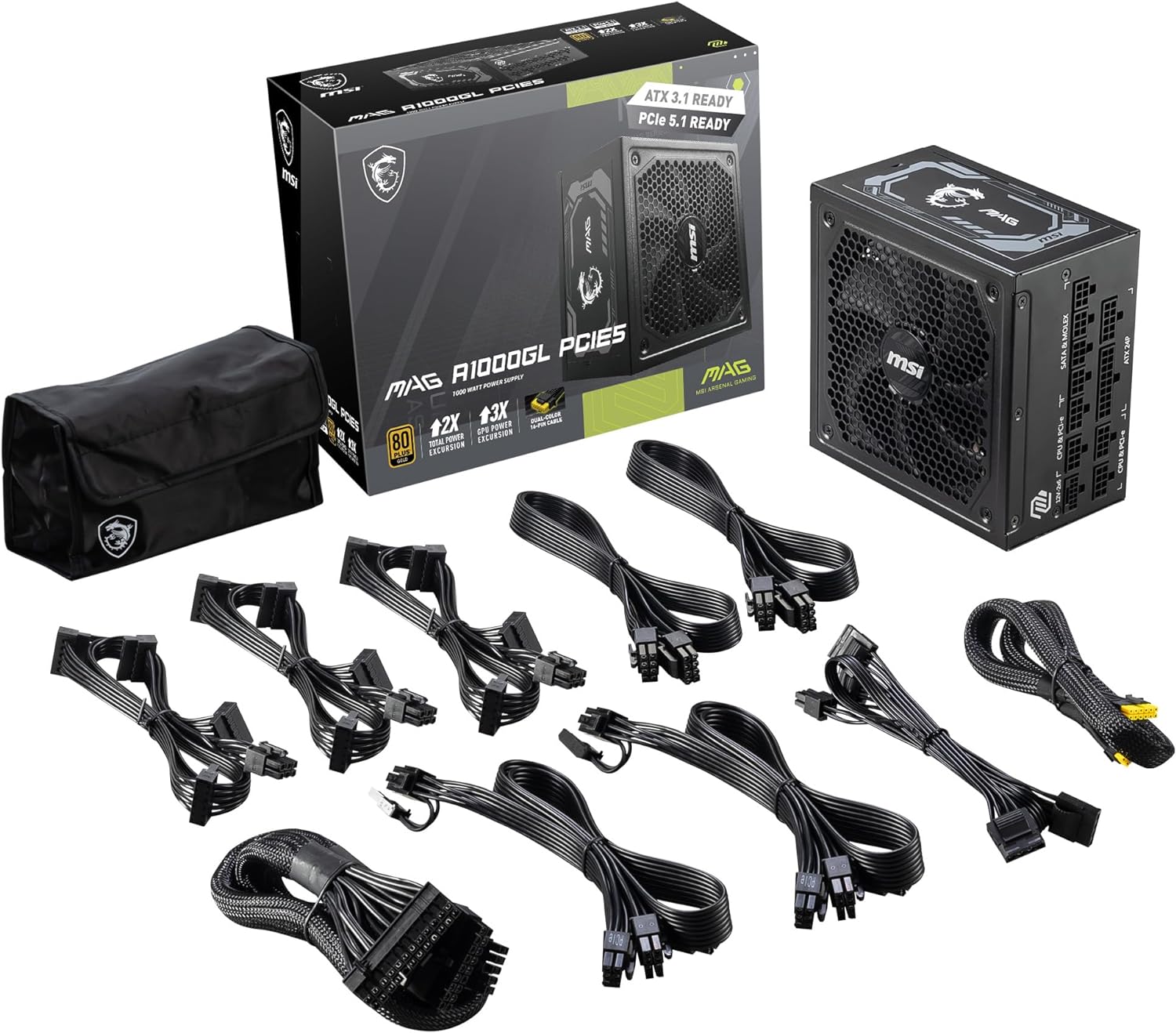 MSI MAG A750GL PCIe 5 750W Fully Modular 80+ Gold ATX Power Supply