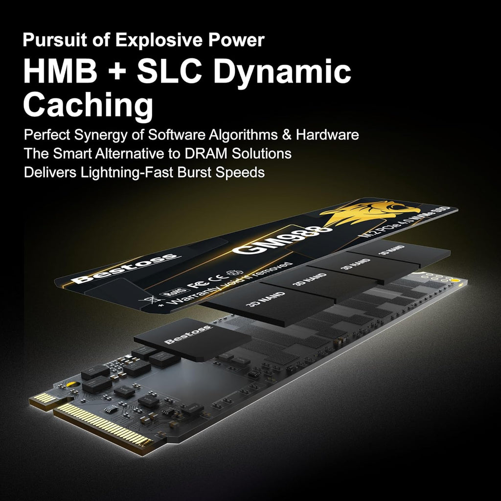 M.2 2280 NVMe PCIe Gen 4 Internal SSD, Up to 7350MB/s, SLC Cache & HMB, Compatible with PS5, PC, and Laptops